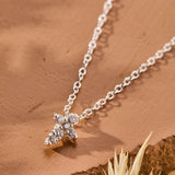 Faithful Mini Cross with White Cubic Zirconia Necklace in sterling silver by Skōsh Jewelry