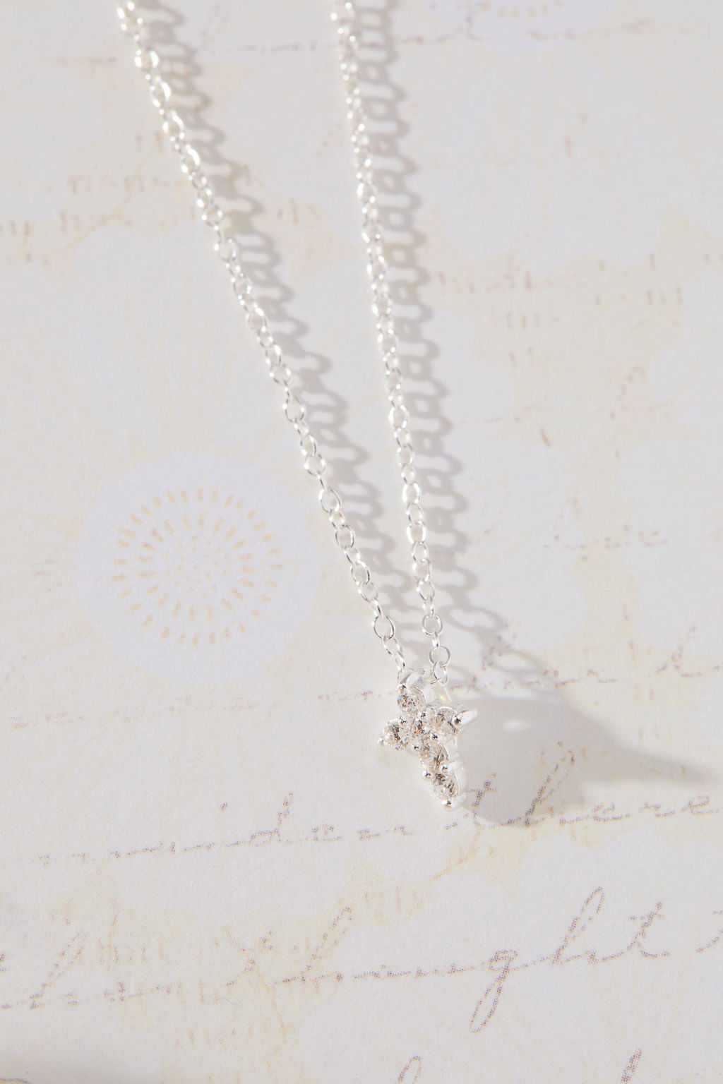 Faithful Mini Cross with White Cubic Zirconia Necklace in sterling silver by Skōsh Jewelry
