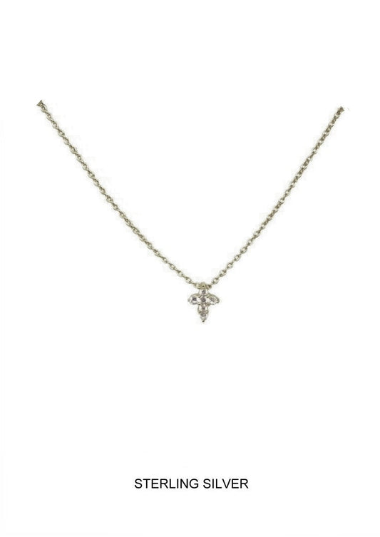 Faithful - Silver Mini CZ Cross Necklace