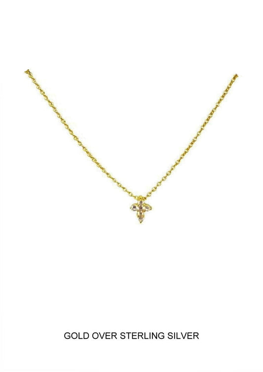 Faithful - Gold Mini CZ Cross Necklace