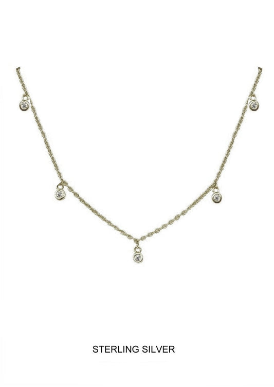 Halo - Silver Bezel Station Necklace