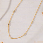 Sanctuary Bezel Set White Cubic Zirconia Station Necklace in 14K gold over sterling silver by Skōsh Jewelry
