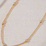 Sanctuary Bezel Set White Cubic Zirconia Station Necklace in 14K gold over sterling silver by Skōsh Jewelry