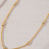 Sanctuary Bezel Set White Cubic Zirconia Station Necklace in 14K gold over sterling silver by Skōsh Jewelry
