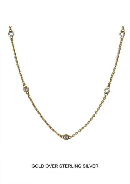 Sanctuary - Gold, Five CZ Bezel Necklace