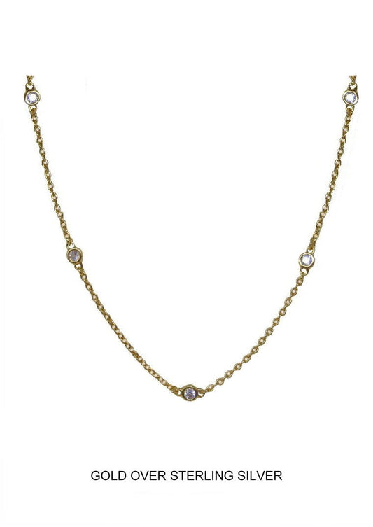 Sanctuary - Gold, Five CZ Bezel Necklace