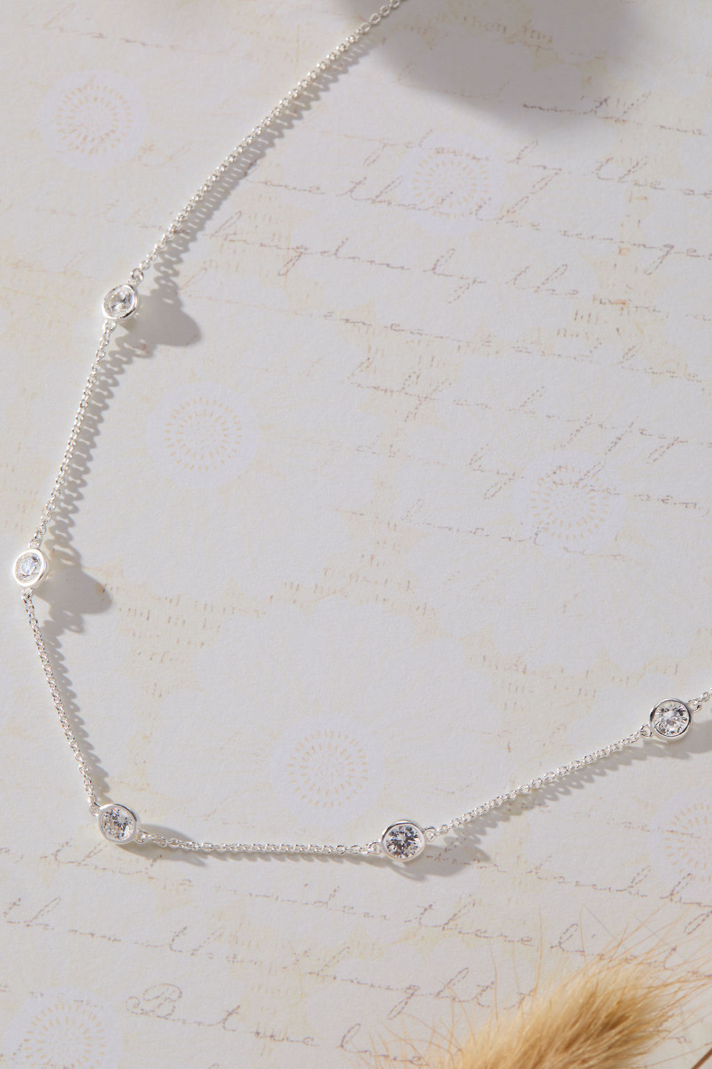 Sanctuary Bezel Set White Cubic Zirconia Station Necklace in sterling silver by Skōsh Jewelry
