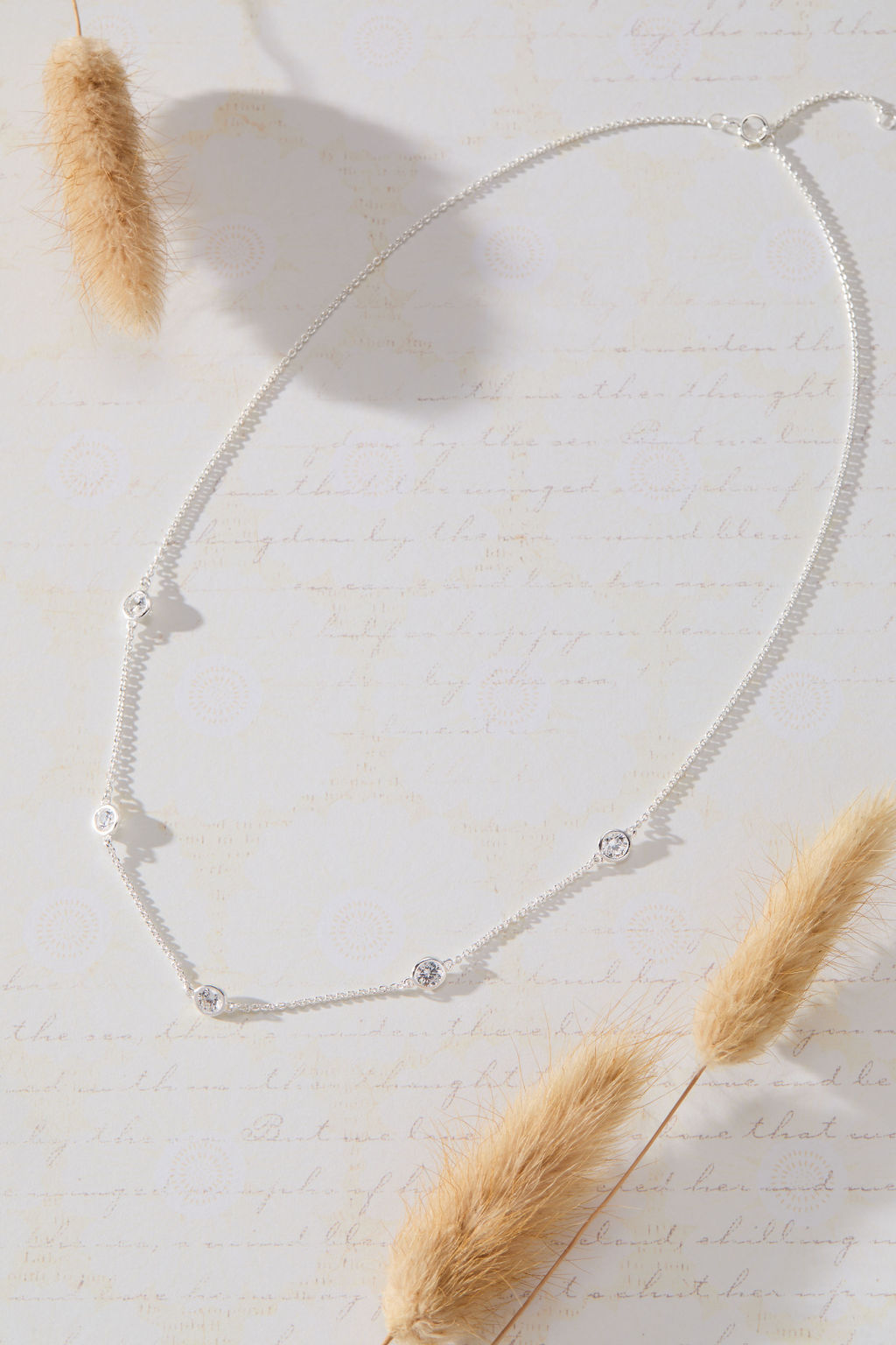 Sanctuary Bezel Set White Cubic Zirconia Station Necklace in sterling silver by Skōsh Jewelry