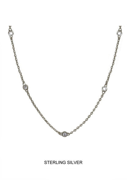 Sanctuary - Silver, Five CZ Bezel Necklace
