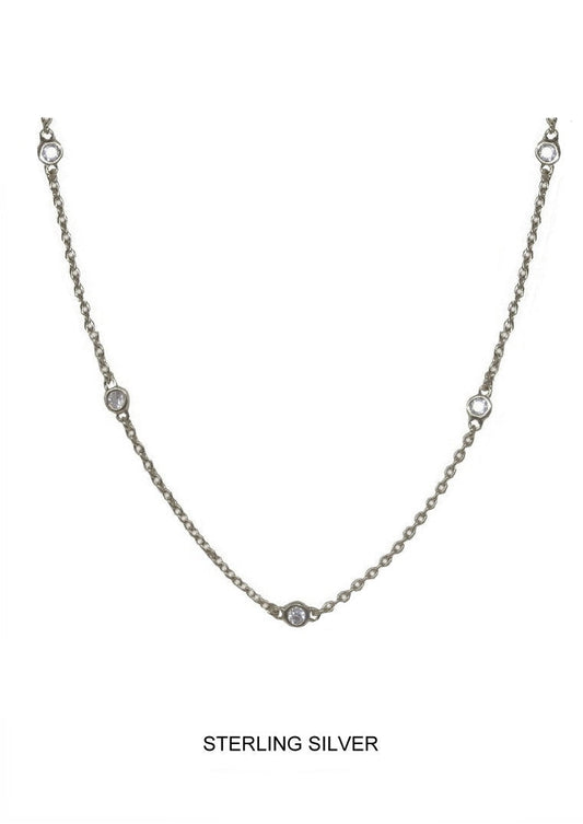 Sanctuary - Silver, Five CZ Bezel Necklace