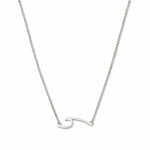 An Unbreakable Wave Necklace by Skōsh Jewelry, featuring a curling ocean wave shape set sideways on a fine sterling silver chain, displayed against a white background.