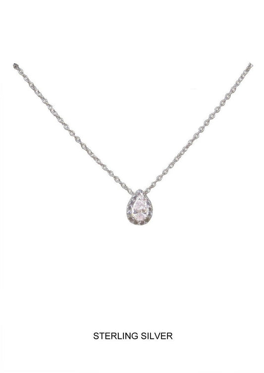 Tear of Light - Pear CZ Halo Pendant