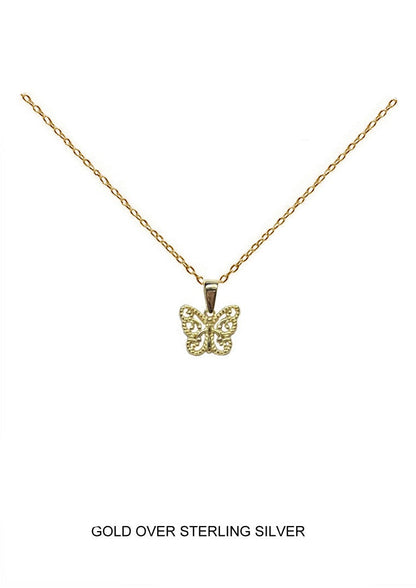 Filigree Butterfly Pendant - Gold