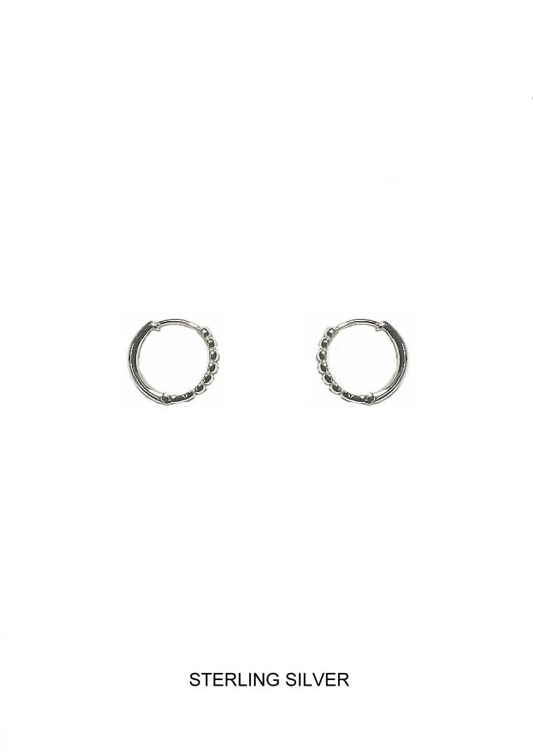 Silver Beaded Hoop Earring