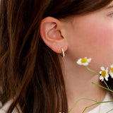 Beaded Huggie Hoop Earrings in 14K gold over sterling silver by Skōsh Jewelry