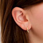 Beaded Huggie Hoop Earrings in 14K gold over sterling silver by Skōsh Jewelry