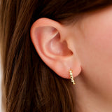 Beaded Huggie Hoop Earrings in 14K gold over sterling silver by Skōsh Jewelry