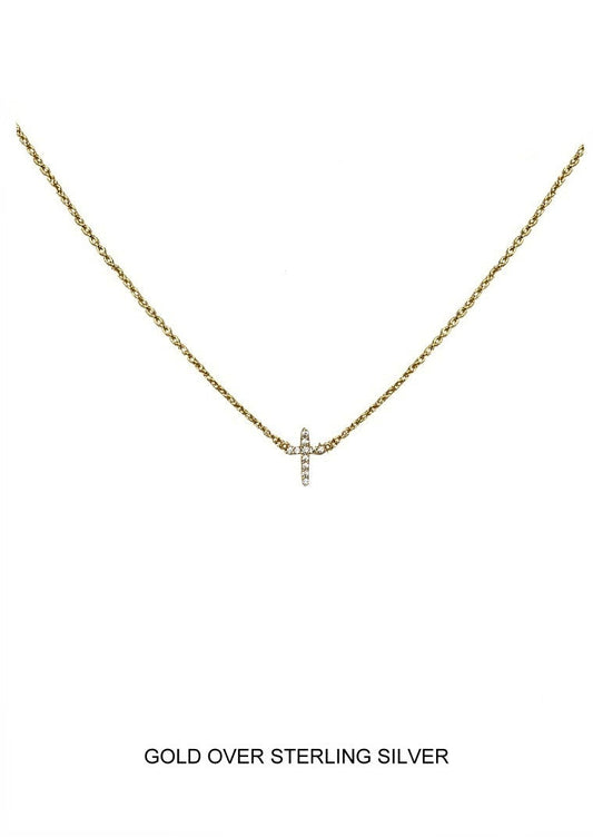 Faithful - Gold CZ Cross Pendant