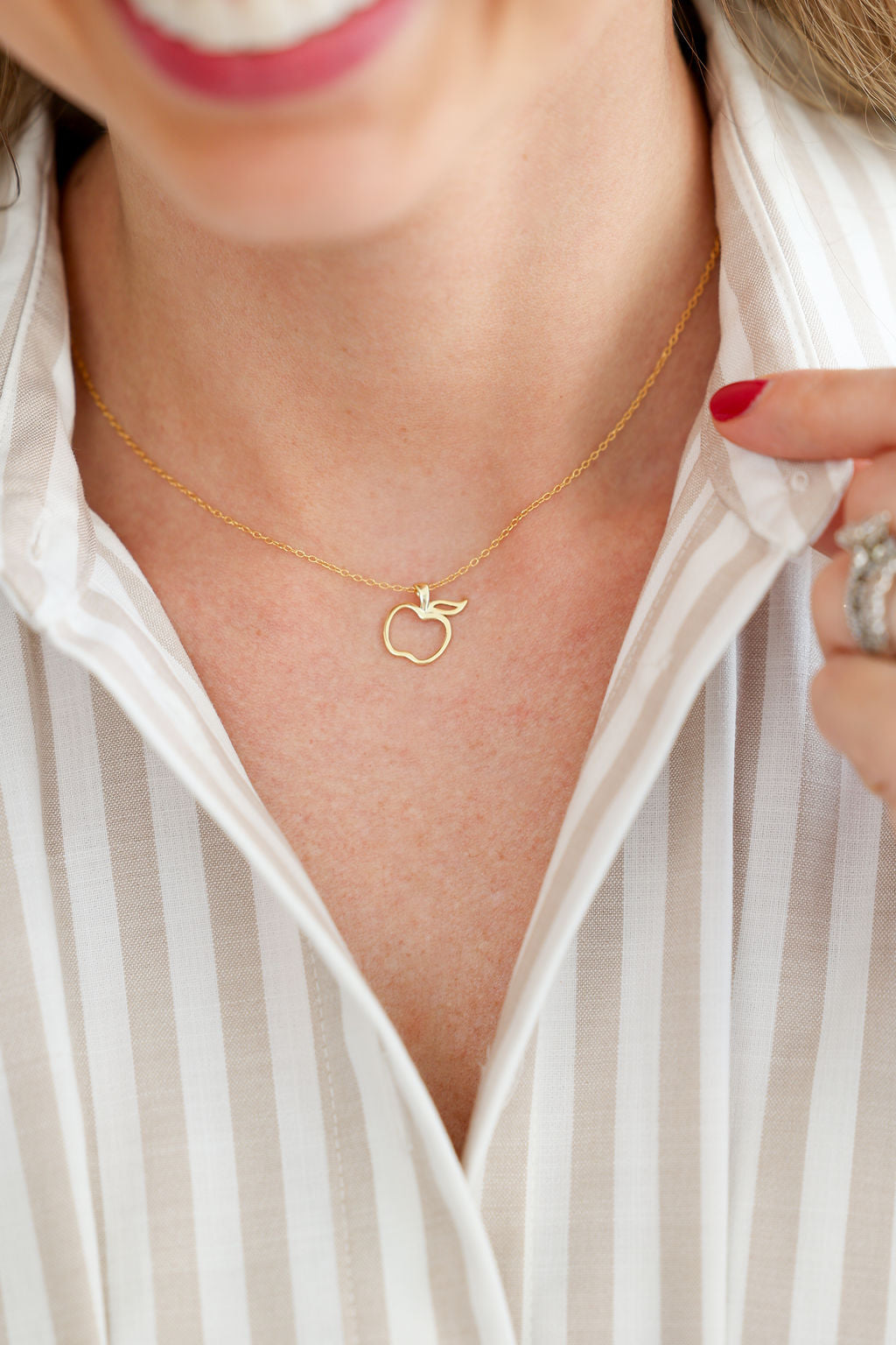 Apple Pendant Necklace in 14K gold over sterling silver by Skōsh Jewelry