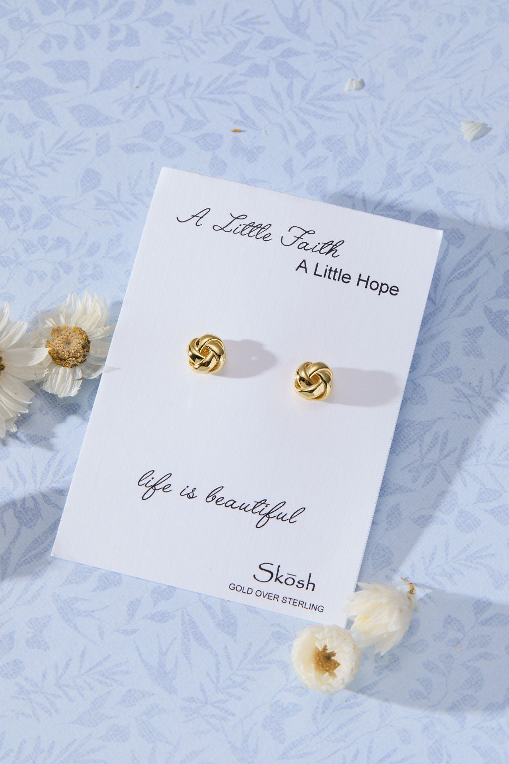 Knotted Stud Earrings in 14K gold over sterling silver by Skōsh Jewelry