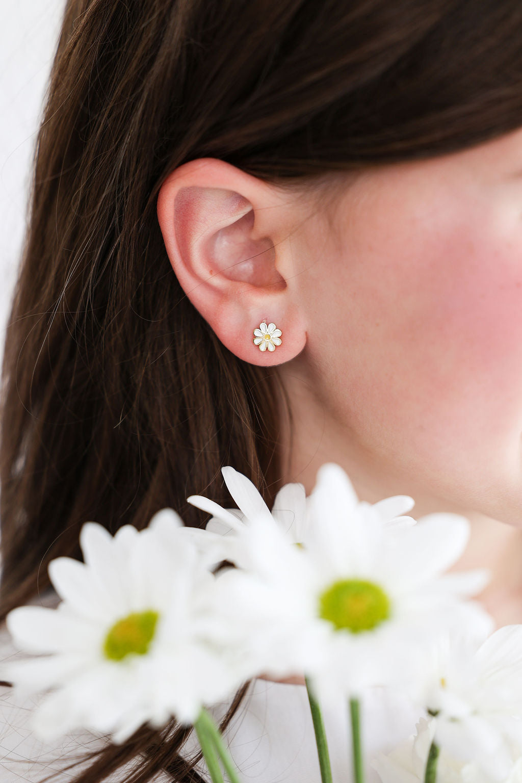 Skōsh Kids Daisy Earrings in 14K gold over sterling silver by Skōsh Jewelry