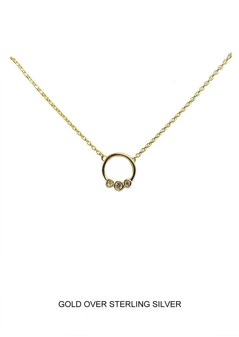 Trio CZ Circle Pendant - Gold