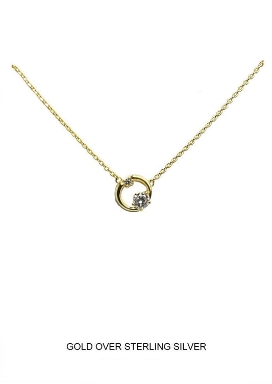 Karma Circle CZ Necklace - Gold