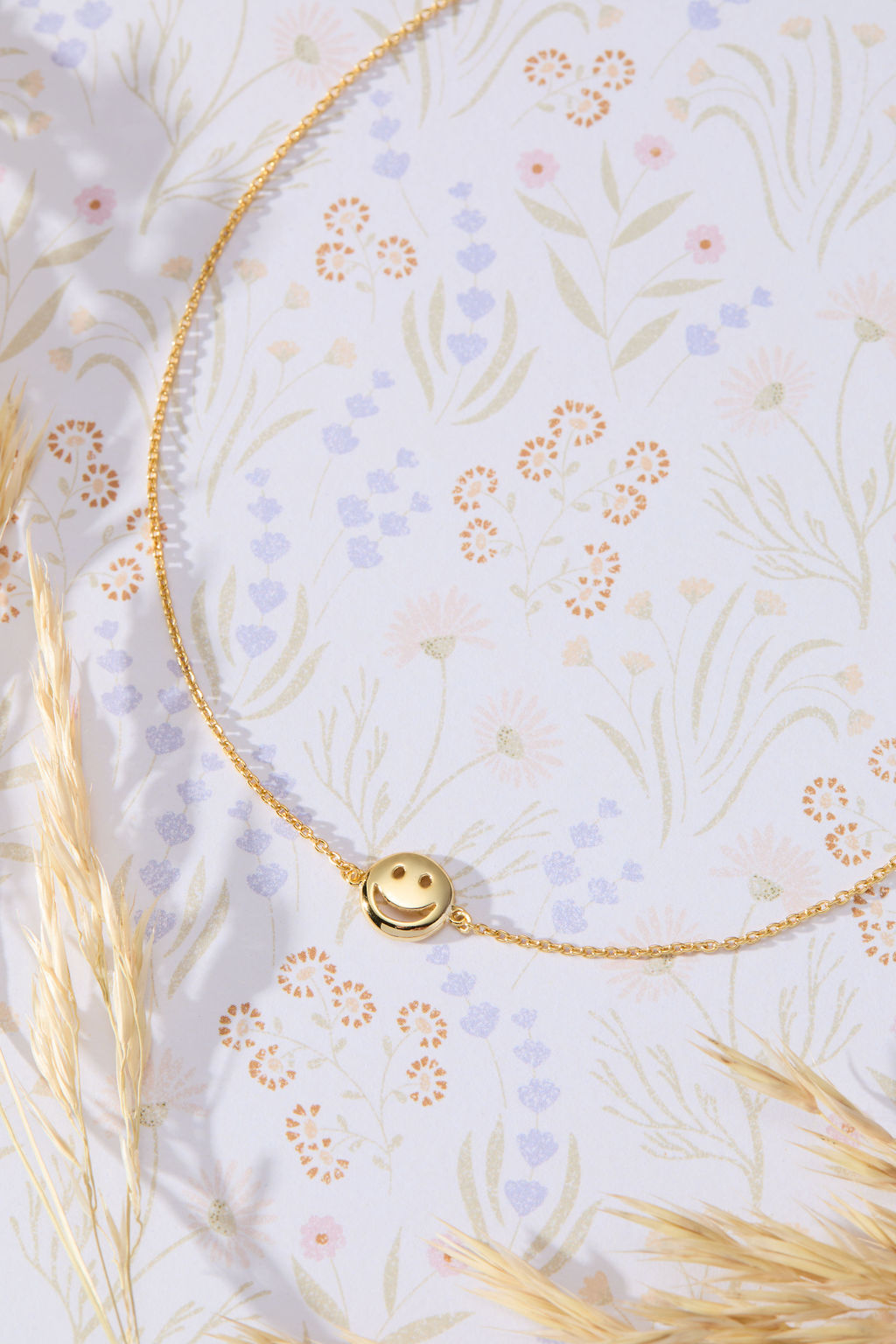 Smiley Face Necklace in 14K gold over sterling silver by Skōsh Jewelry