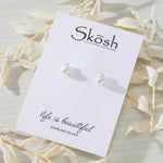 Classic Pearl with White Cubic Zirconia Accent Earrings in sterling silver by Skōsh Jewelry