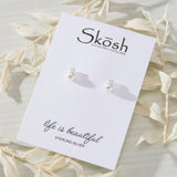 Classic Pearl with White Cubic Zirconia Accent Earrings in sterling silver by Skōsh Jewelry