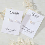 Classic Pearl with White Cubic Zirconia Accent Earrings in sterling silver by Skōsh Jewelry