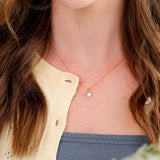 Classic Drop Pearl with White Cubic Zirconia Accent Necklace in 14K gold over sterling silver by Skōsh Jewelry
