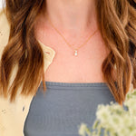 Classic Drop Pearl with White Cubic Zirconia Accent Necklace in 14K gold over sterling silver by Skōsh Jewelry