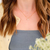 Classic Drop Pearl with White Cubic Zirconia Accent Necklace in 14K gold over sterling silver by Skōsh Jewelry