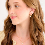 Classic Drop Pearl with White Cubic Zirconia Accent Necklace in 14K gold over sterling silver by Skōsh Jewelry
