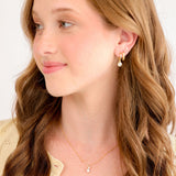Classic Drop Pearl with White Cubic Zirconia Accent Necklace in 14K gold over sterling silver by Skōsh Jewelry