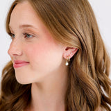 Classic Drop Pearl with White Cubic Zirconia Accent Necklace in 14K gold over sterling silver by Skōsh Jewelry