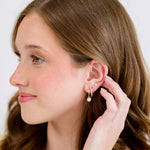 Classic Drop Pearl with White Cubic Zirconia Accent Necklace in 14K gold over sterling silver by Skōsh Jewelry