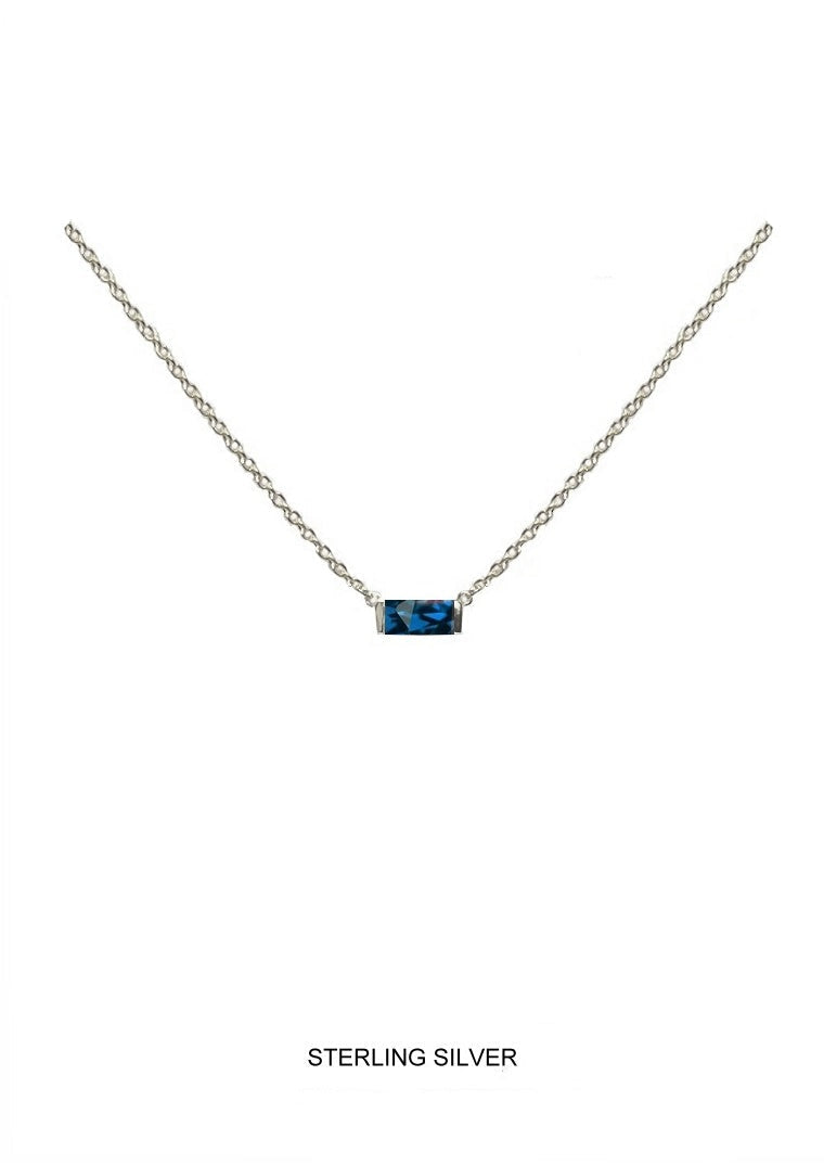Lagoon | Protection - Healing - Tranquility | Silver Ocean Blue Baguette Necklace