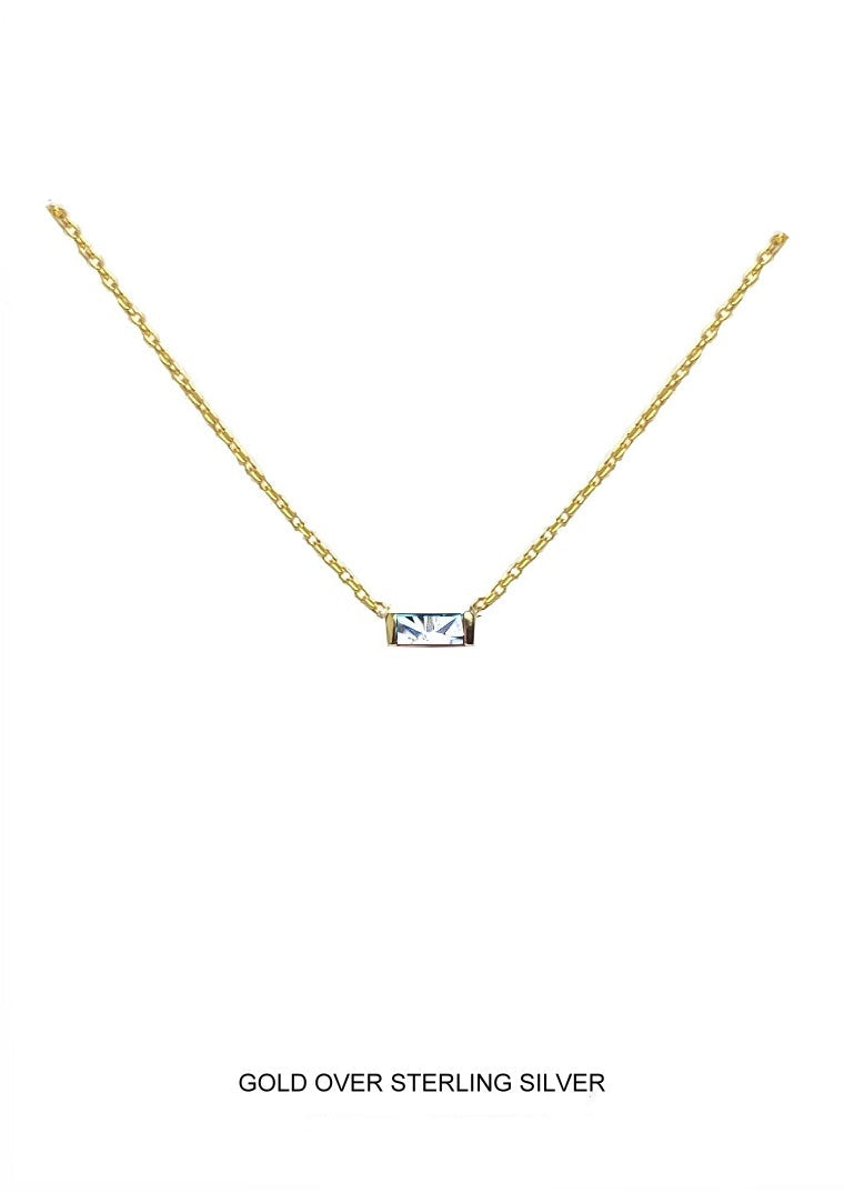 Glimmer | Purity - Strength - Everlasting Love | Gold Crystal Baguette Necklace