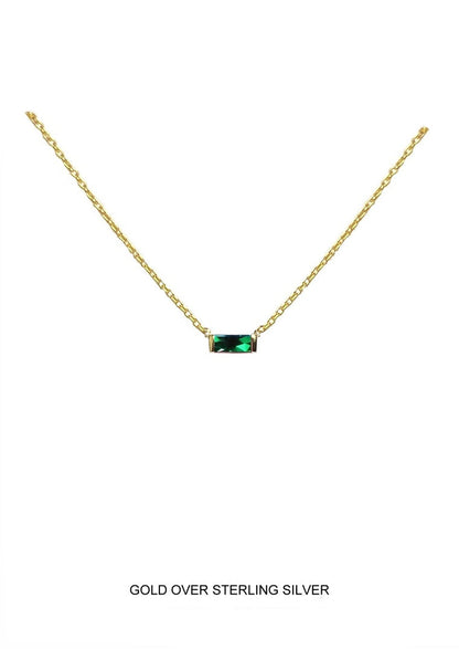 Clover | Rebirth - Fertility - Love | Gold Emerald Baguette Necklace