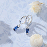 September Birthstone Sapphire Cubic Zirconia Baguette Earrings in sterling silver by Skōsh Jewelry