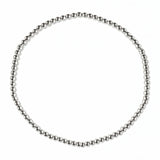 A Mist 2mm Beaded Stretch Bracelet by Skōsh Jewelry, featuring a single strand of small, polished 2mm sterling silver beads on a stretch cord, displayed against a white background.