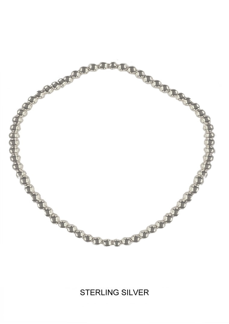 Moonbeam - 3mm silver stretch bead bracelet