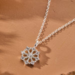 Snowflake Pendant with White Cubic Zirconia Accent Necklace in sterling silver by Skōsh Jewelry