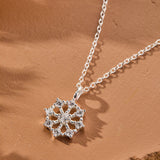Snowflake Pendant with White Cubic Zirconia Accent Necklace in sterling silver by Skōsh Jewelry