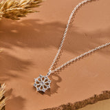 Snowflake Pendant with White Cubic Zirconia Accent Necklace in sterling silver by Skōsh Jewelry