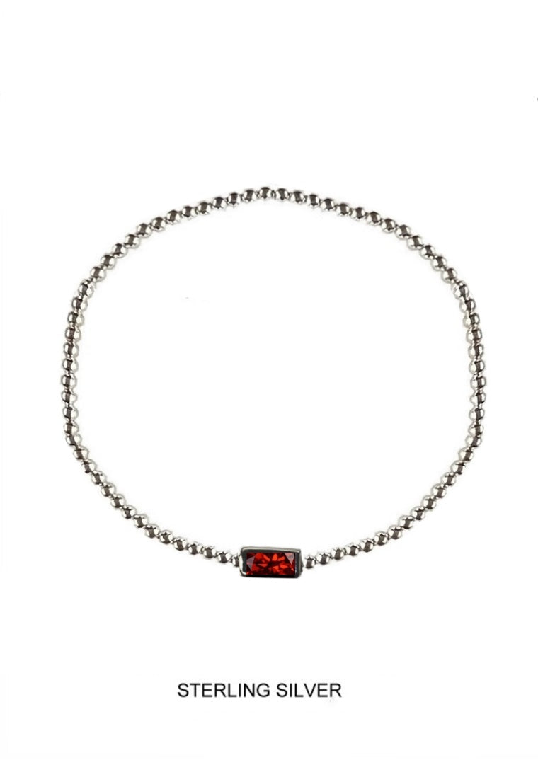 Starfire | Passion - Energy - Protection | Silver Garnet Stretch Bead Bracelet