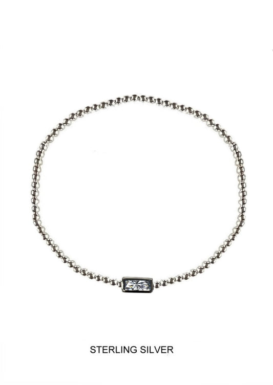 Glimmer | Purity - Strength - Everlasting Love | Silver Crystal Bead Bracelet