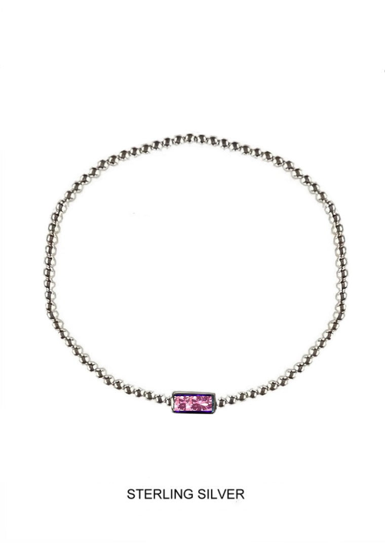 Petal | Creativity - Inspiration - Hope | Silver Pink Stretch Bead Bracelet